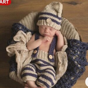 Striped Knit Hat and Hat For Newborn Photos.
